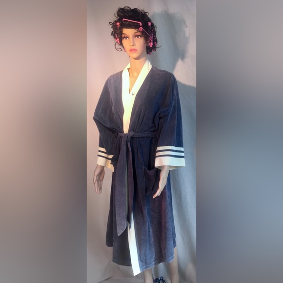 Vintage Dior robe de Chamdre-Slate blue/ivory loungewear. Unisex. Size medium - Picture 1 of 11